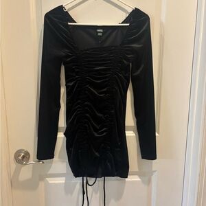 Wild Fable Black Long Sleeve Ruched Dress